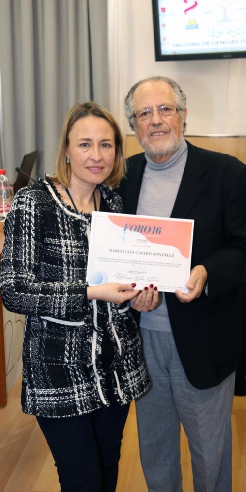 Manuel Domínguez y la profesora Carmen Ferradáns